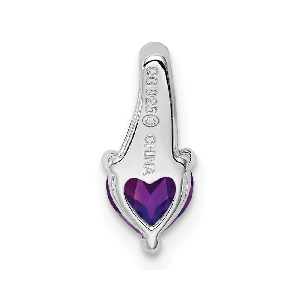 Sterling Silver Rhodium-plated Amethyst Diamond Pendant