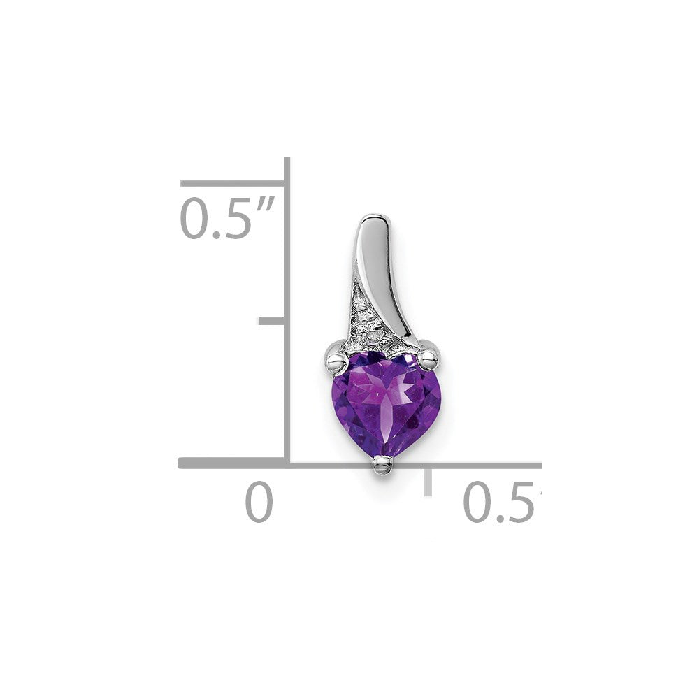 Sterling Silver Rhodium-plated Amethyst Diamond Pendant