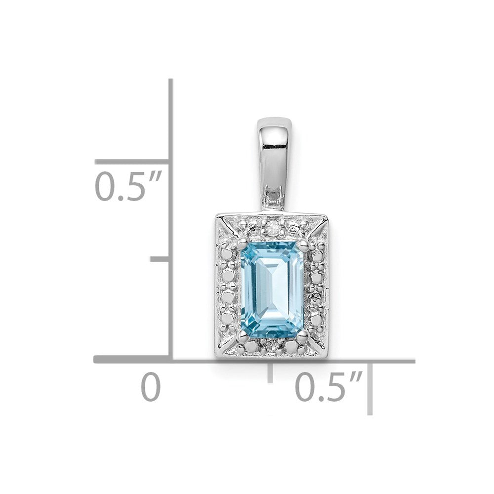 Sterling Silver Rhodium-plated Light Swiss Blue Topaz Diamond Pendant