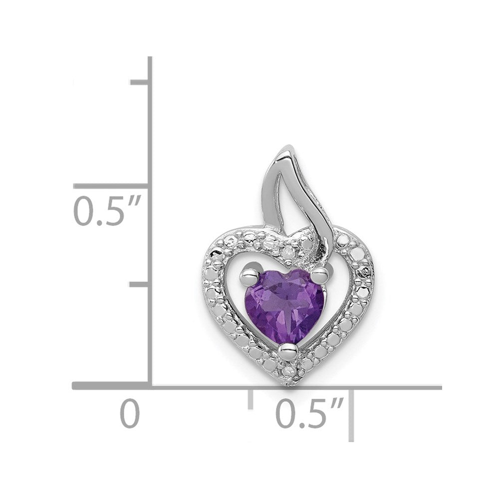 Sterling Silver Rhodium-plated Amethyst and Diamond Pendant