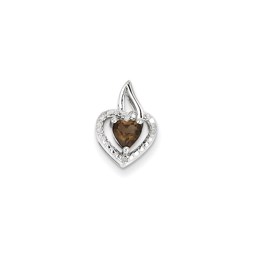 Sterling Silver Smoky Quartz Diamond Pendant