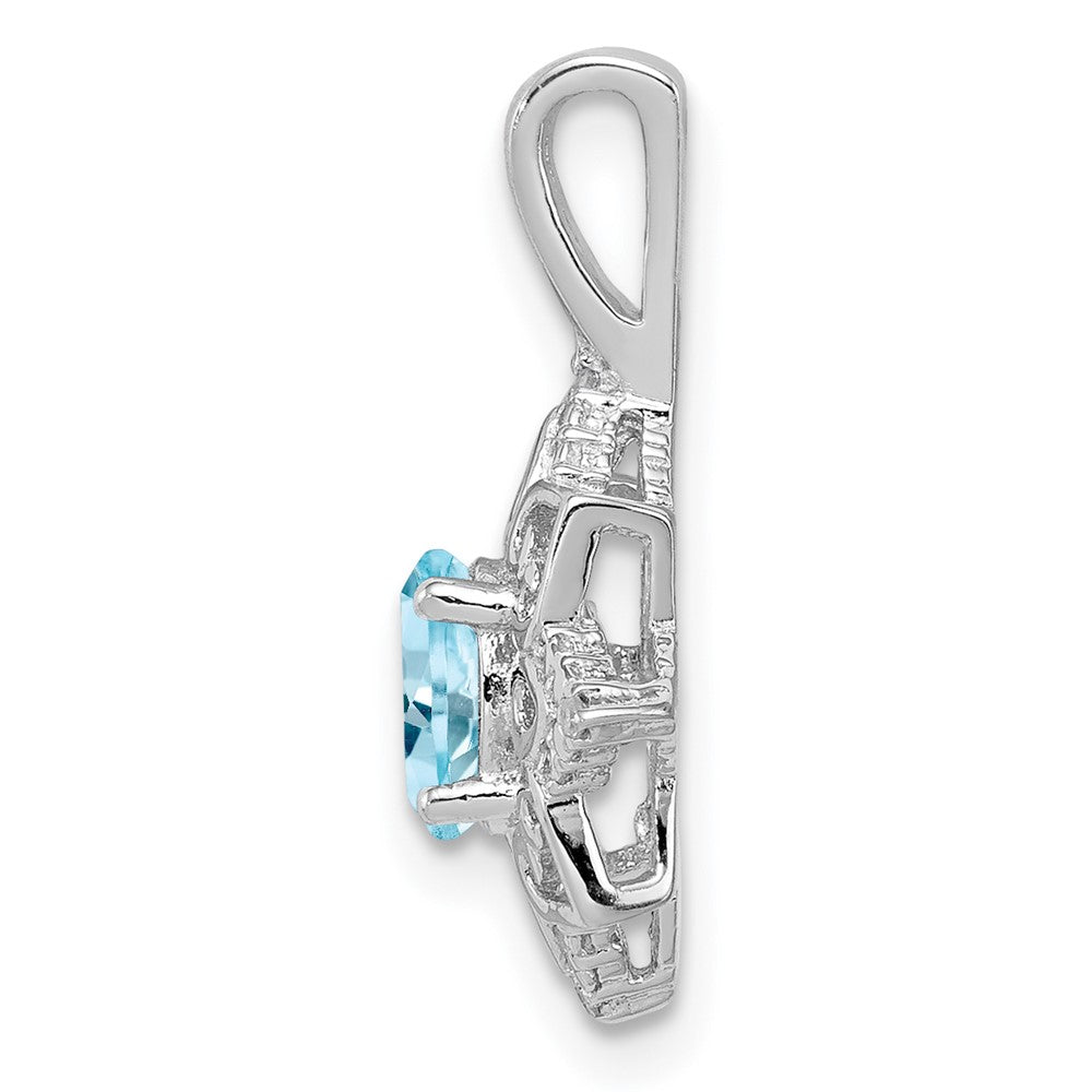 Sterling Silver Rhodium-plated Light Swiss Blue Topaz Diamond Pendant