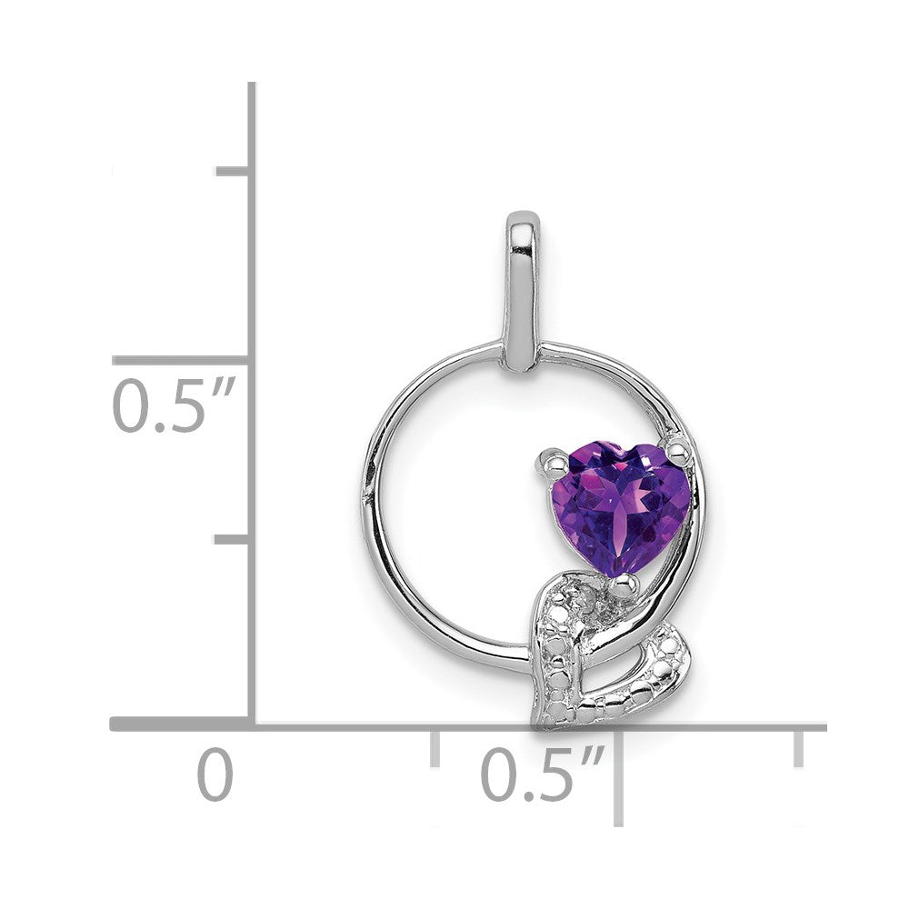 Sterling Silver Rhodium-plated Amethyst Diamond Pendant