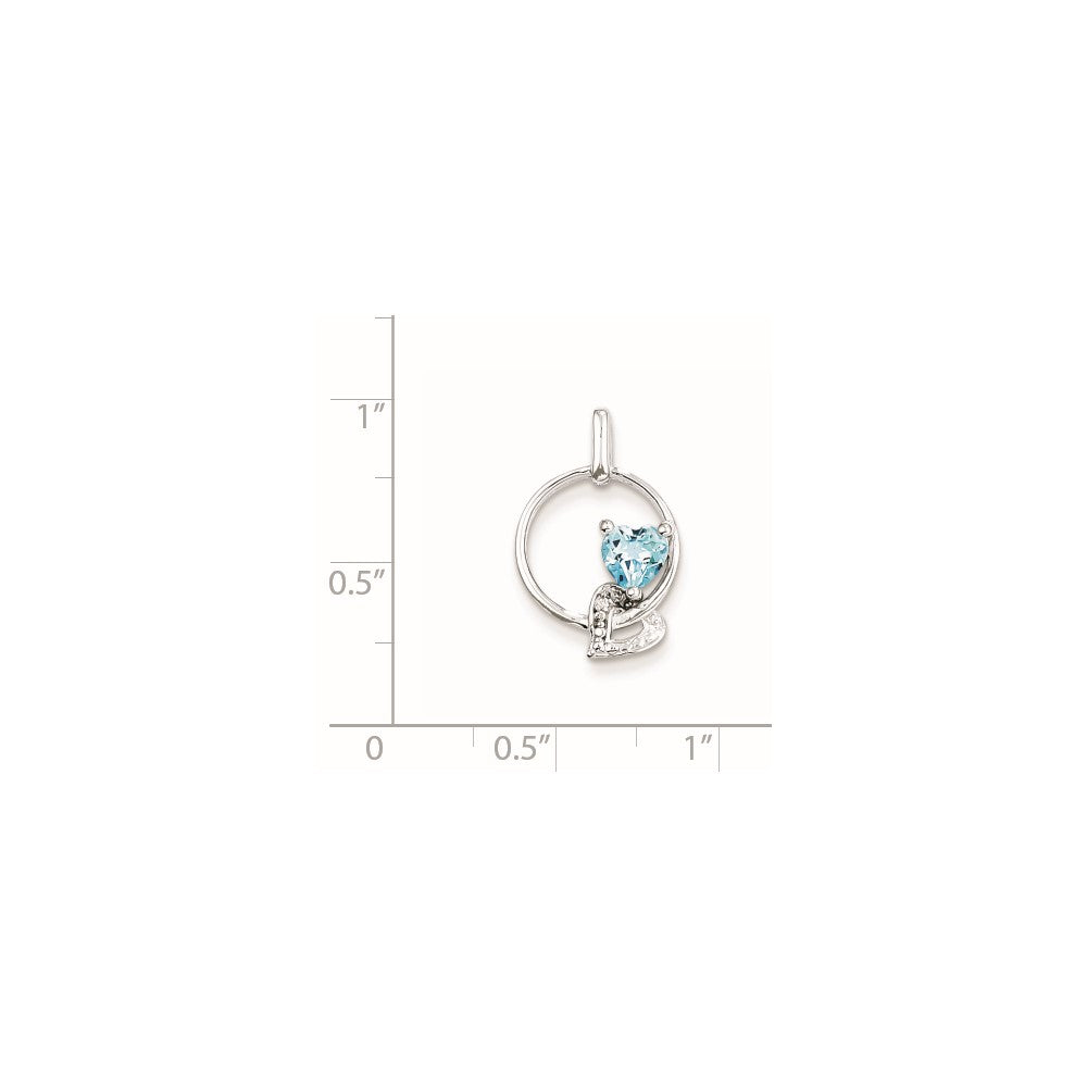 Sterling Silver Light Swiss Blue Topaz Diamond Pendant