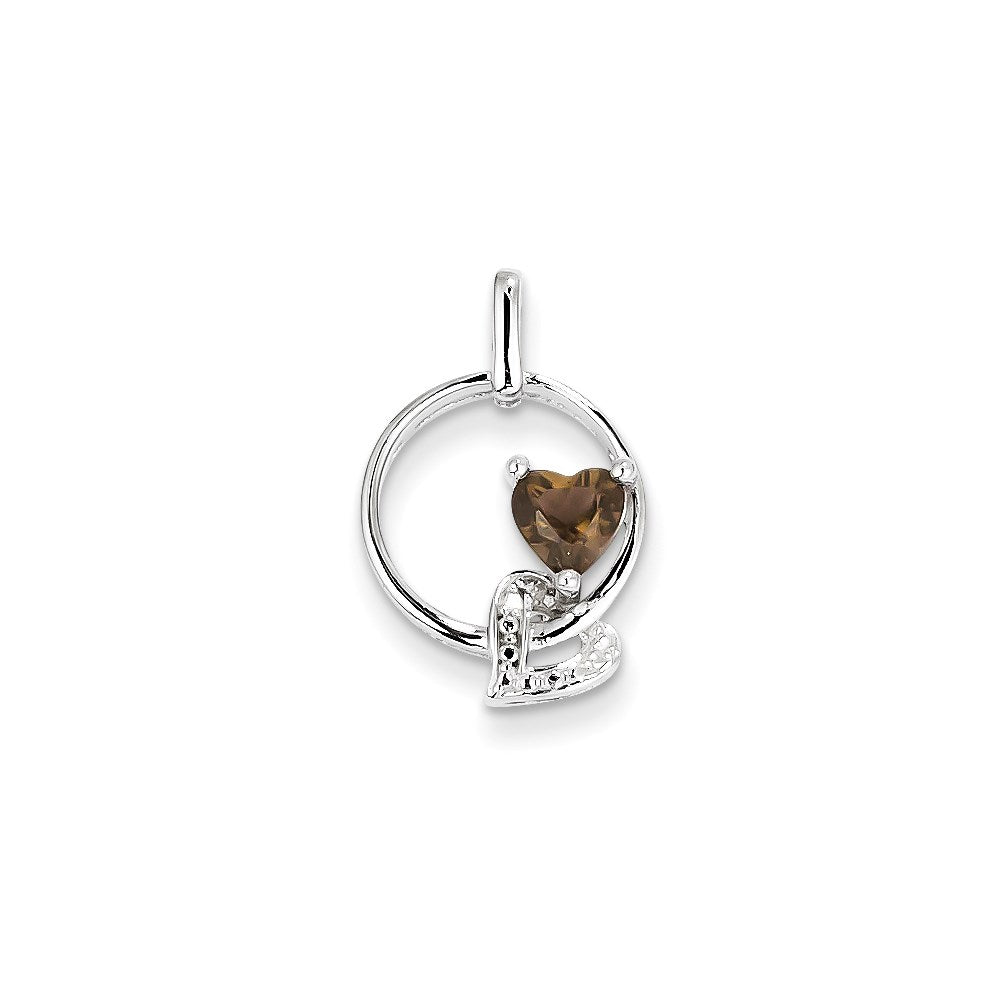 Sterling Silver Smoky Quartz Diamond Pendant