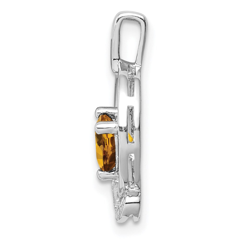 Sterling Silver Rhodium-plated Whiskey Quartz Diamond Pendant