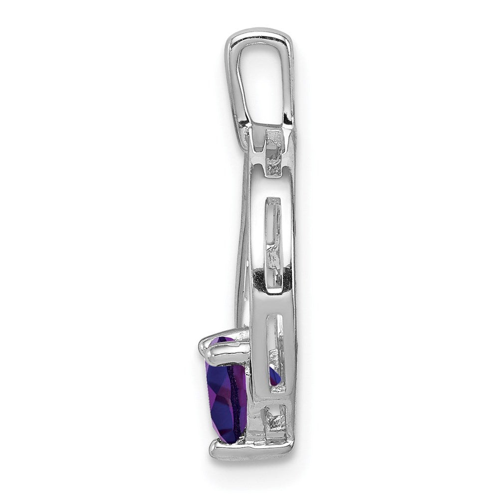 Sterling Silver Rhodium-plated Amethyst and Diamond Pendant