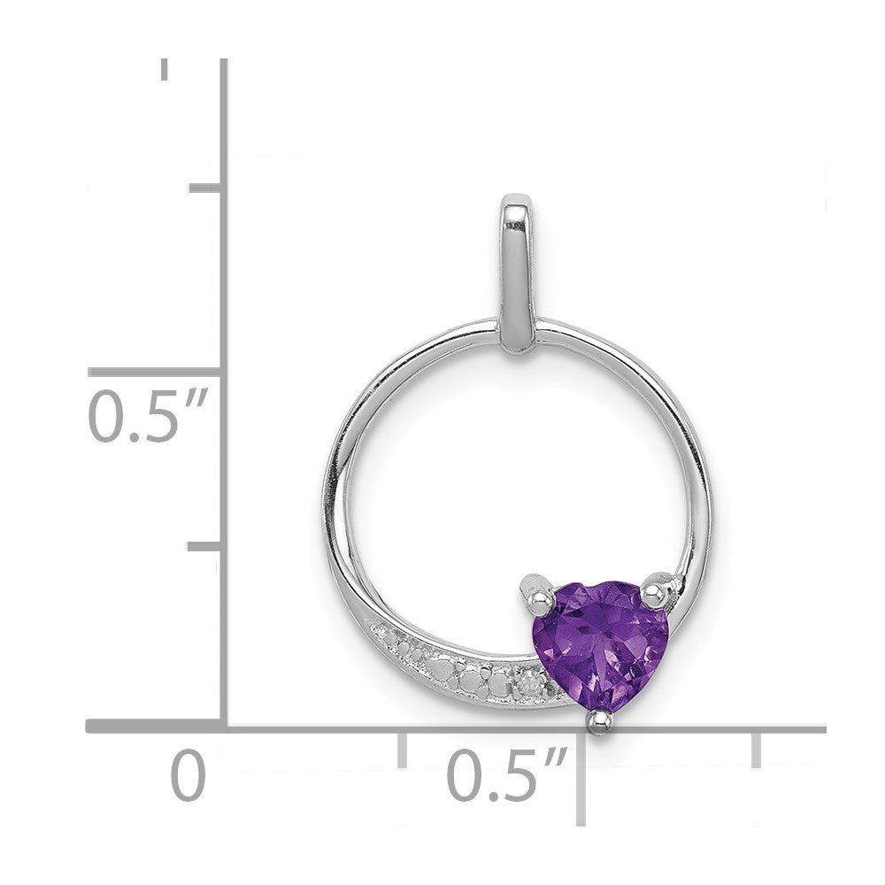 Sterling Silver Rhodium-plated Amethyst and Diamond Pendant