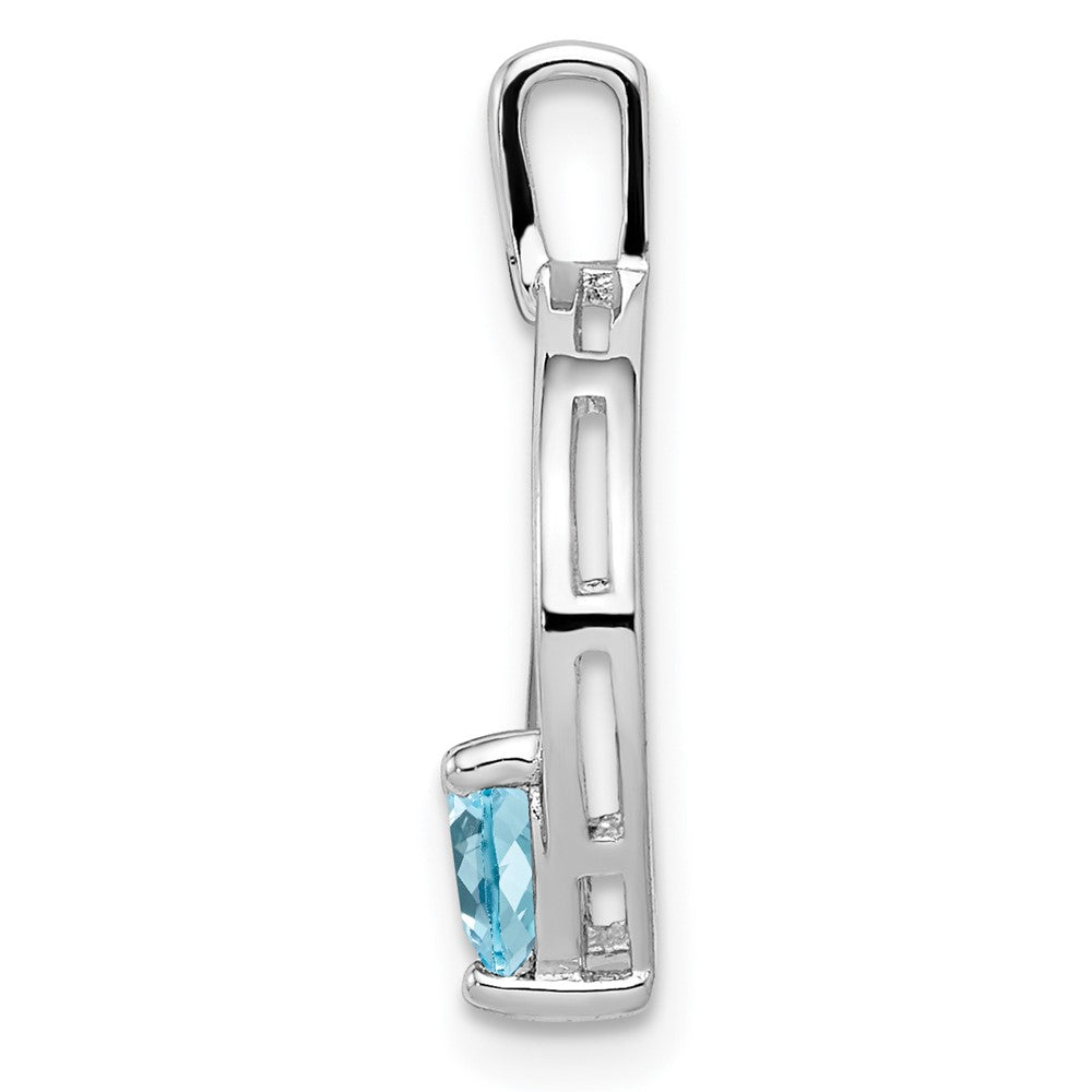 Sterling Silver Rhodium-plated Light Swiss Blue Topaz Diamond Pendant