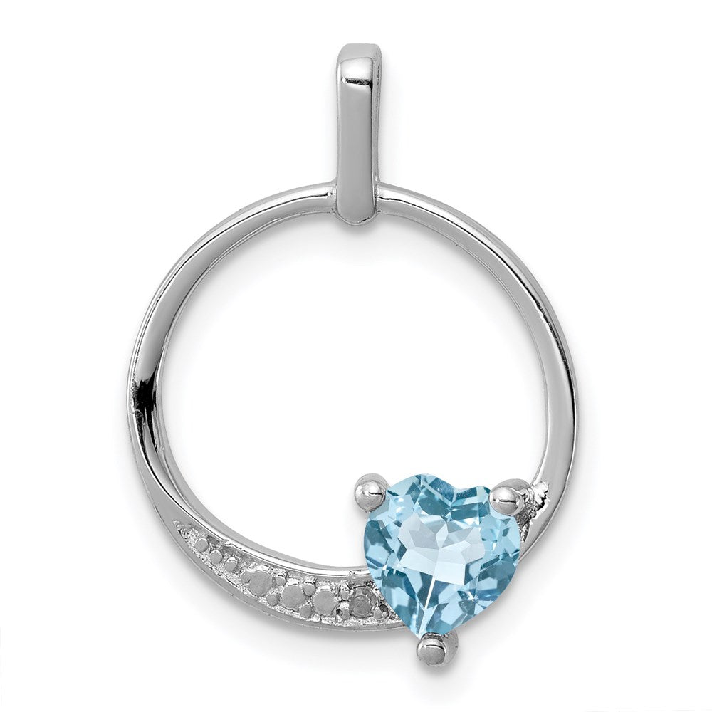 Sterling Silver Rhodium-plated Light Swiss Blue Topaz Diamond Pendant