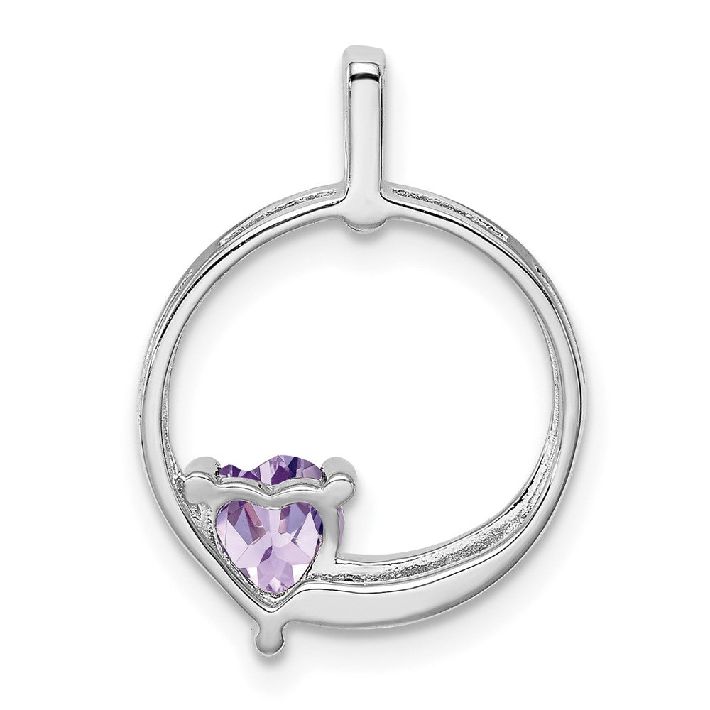 Sterling Silver Rhodium-plated Pink Quartz Diamond Pendant