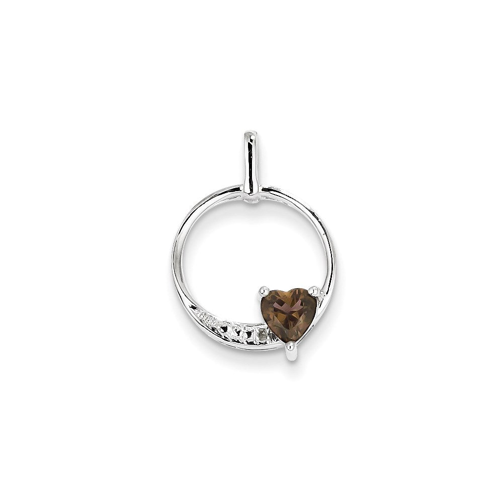 Sterling Silver Smoky Quartz Diamond Pendant