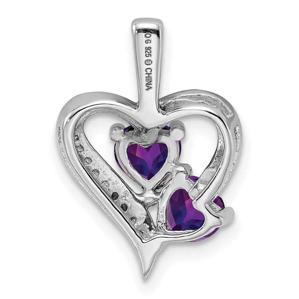 Sterling Silver Rhodium-plated Amethyst and Diamond Pendant