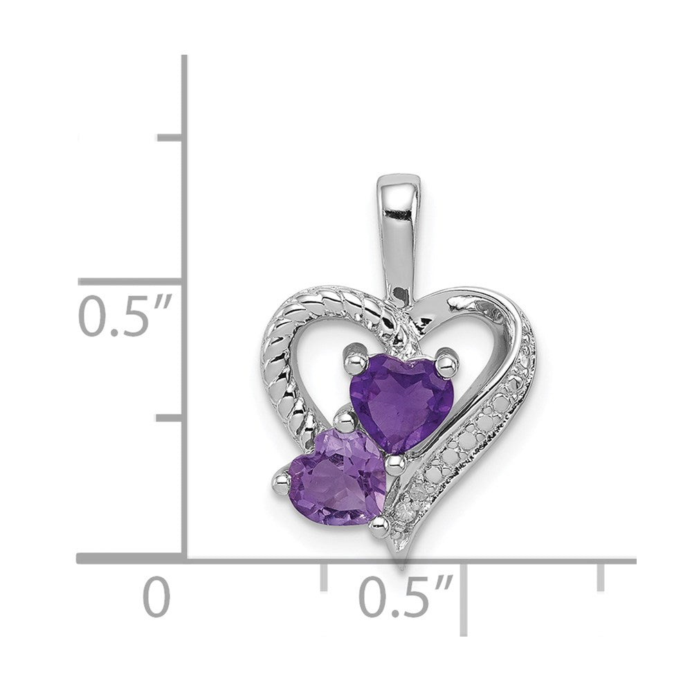 Sterling Silver Rhodium-plated Amethyst and Diamond Pendant