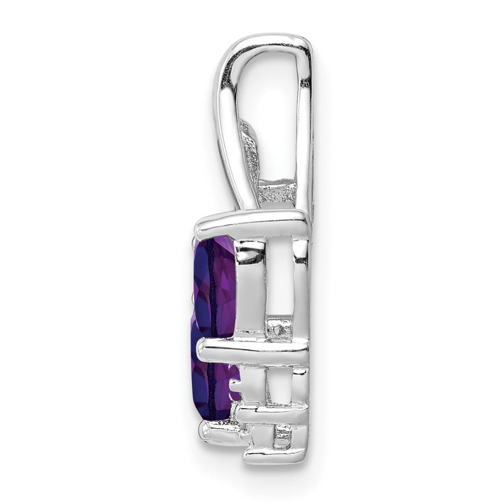 Sterling Silver Rhodium-plated Amethyst Diamond Pendant