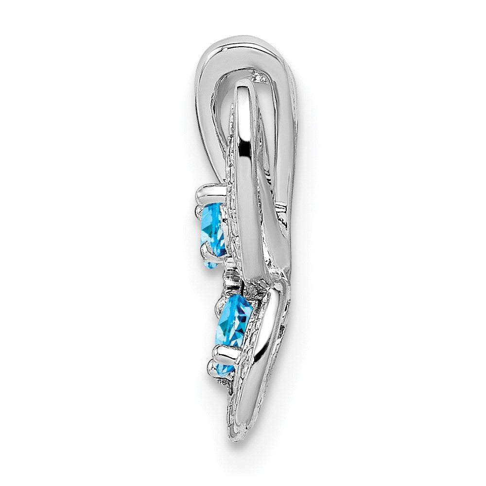 Sterling Silver Rhodium-plated Blue Topaz & Diamond Pendant