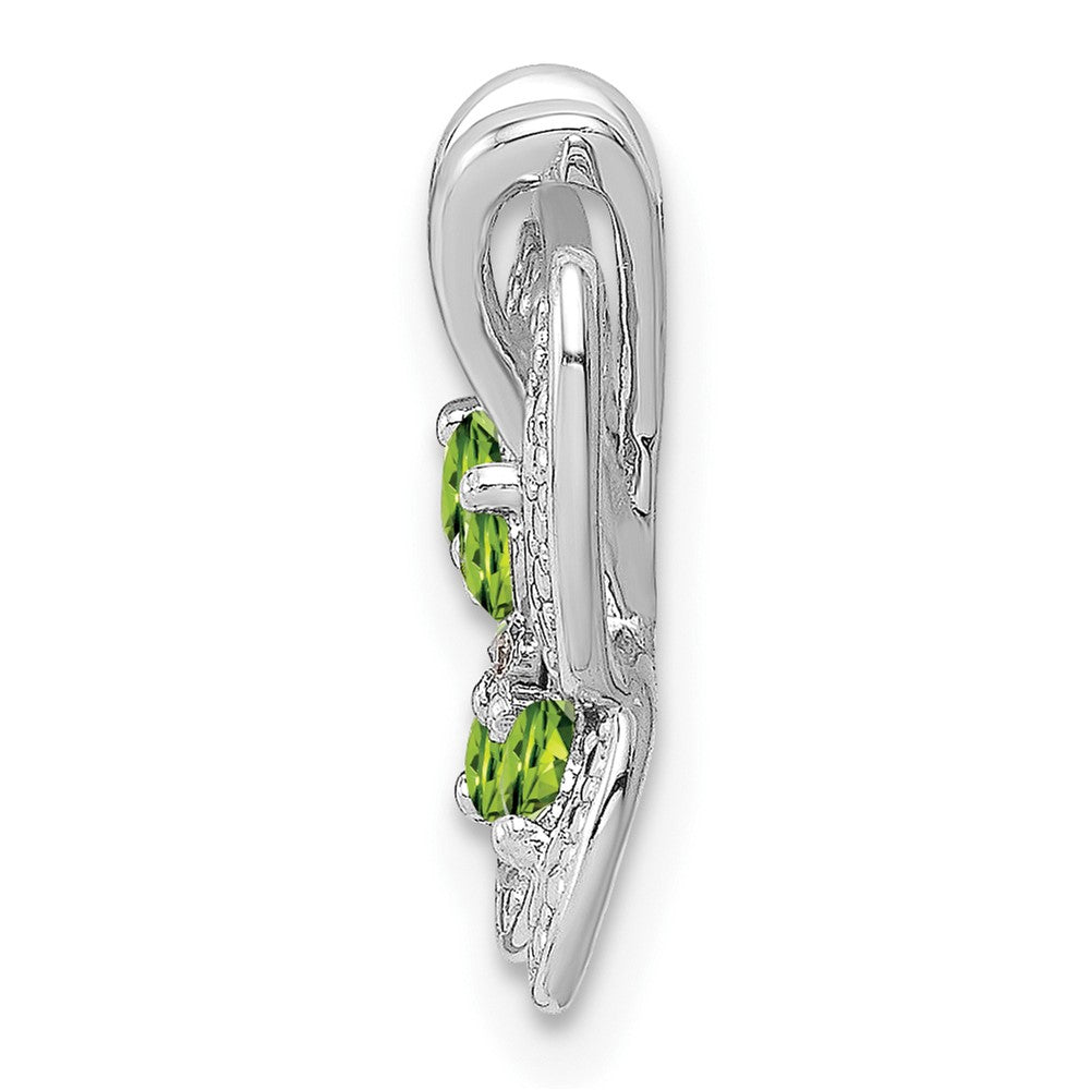 Sterling Silver Rhodium-plated Peridot & Diamond Pendant