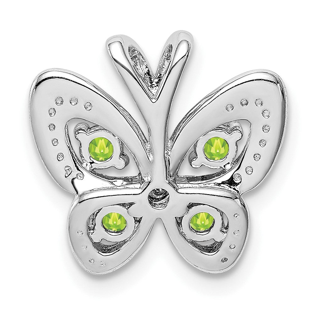 Sterling Silver Rhodium-plated Peridot & Diamond Pendant