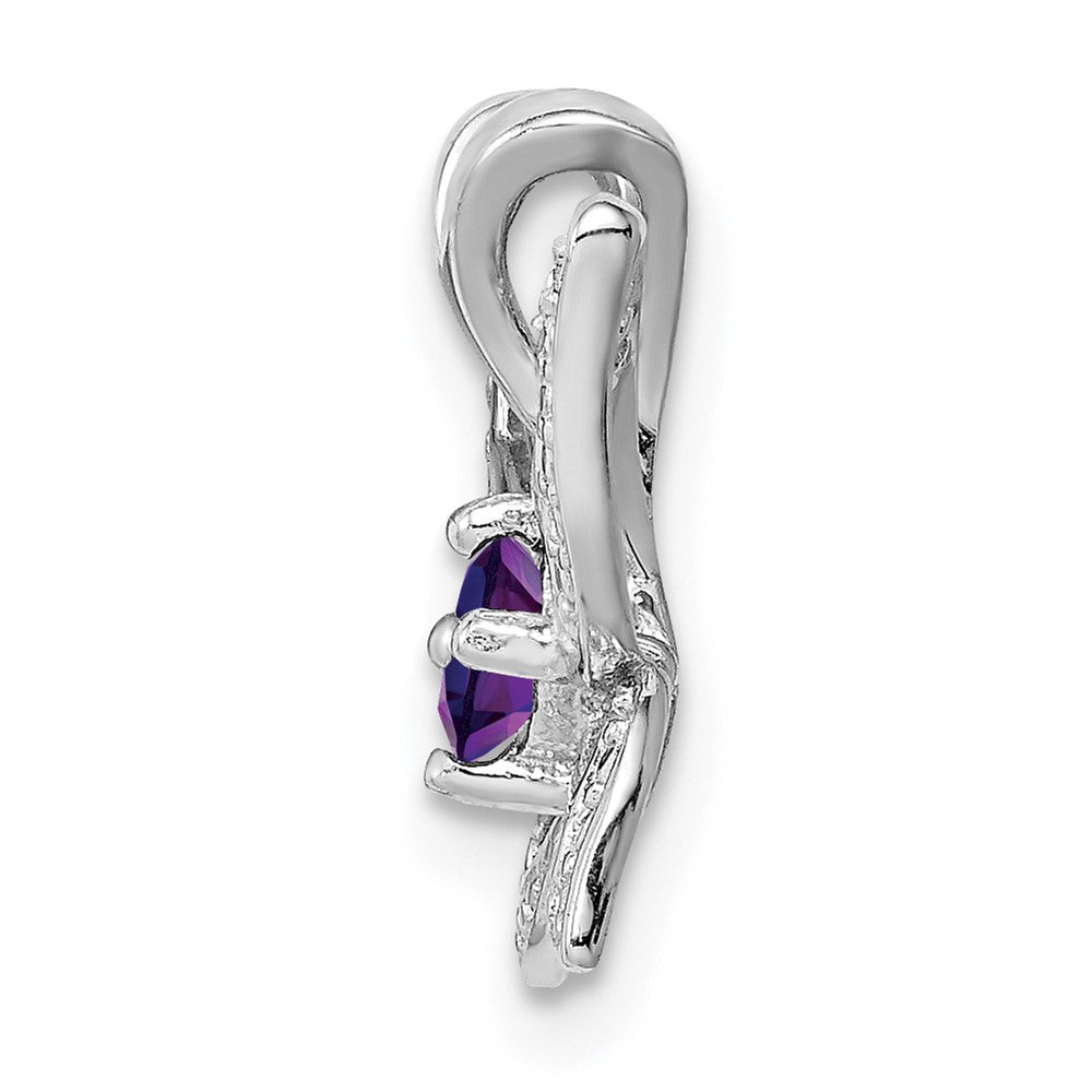 Sterling Silver Rhodium-plated Amethyst & Diamond Pendant