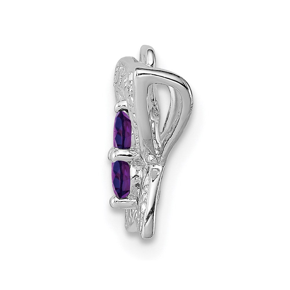 Sterling Silver Rhodium-plated Amethyst & Diamond Pendant