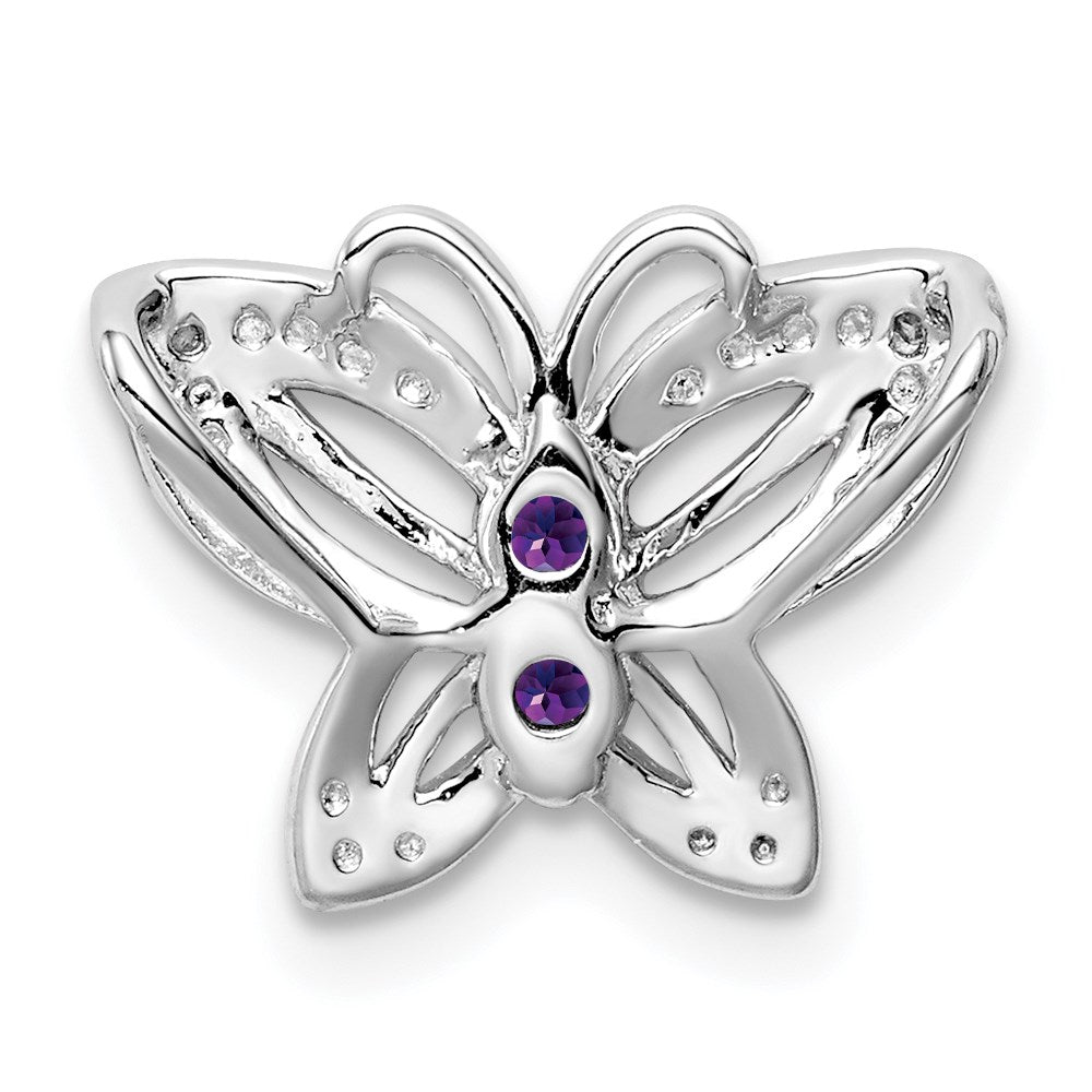 Sterling Silver Rhodium-plated Amethyst & Diamond Pendant