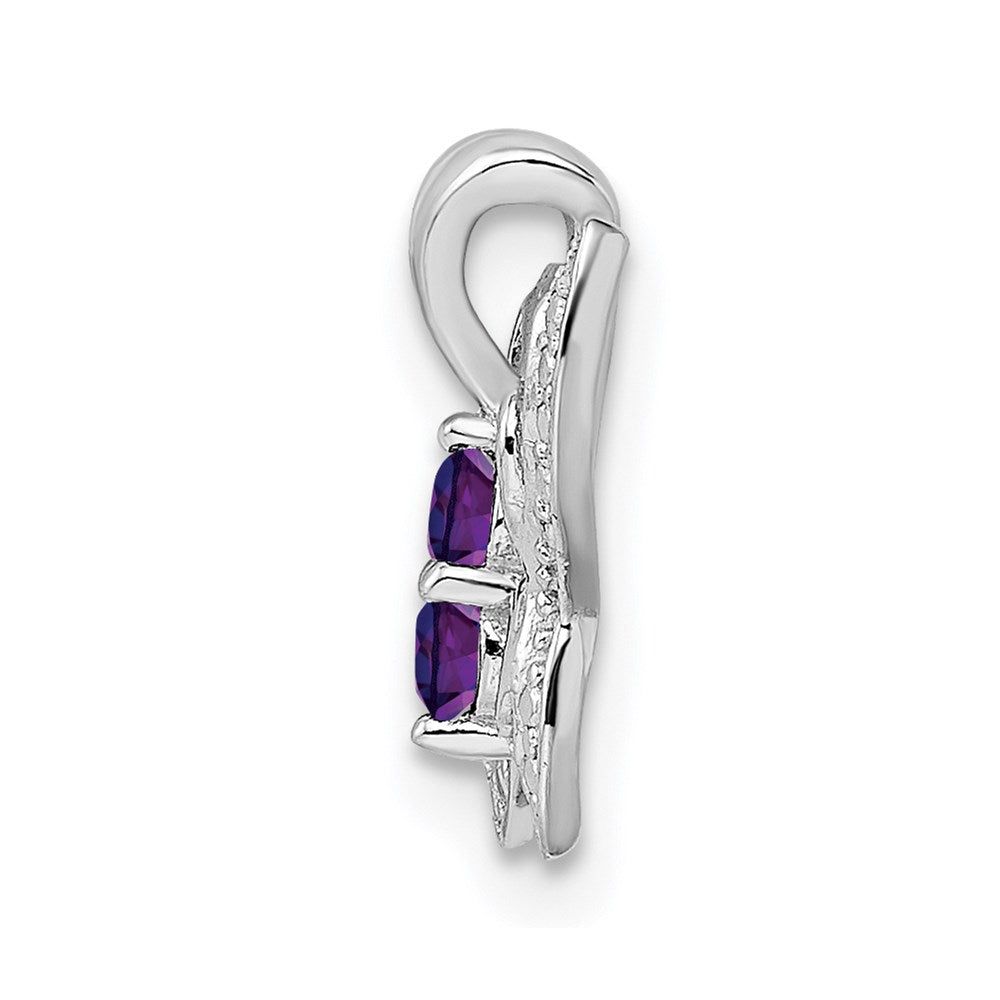 Sterling Silver Rhodium-plated Amethyst & Diamond Pendant