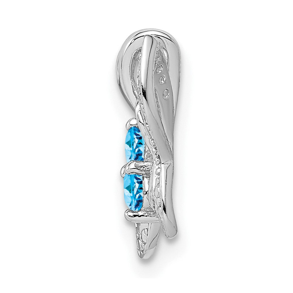 Sterling Silver Rhodium-plated Blue Topaz & Diamond Pendant