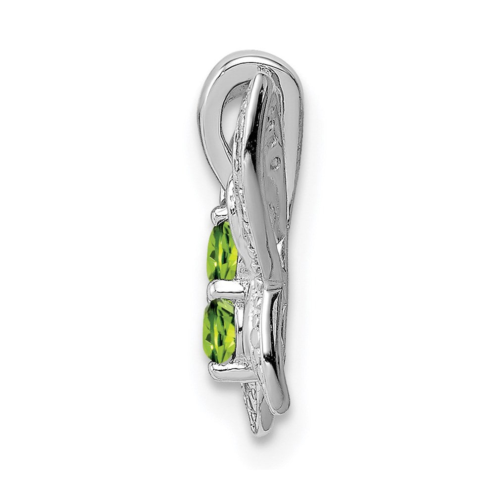 Sterling Silver Rhodium-plated Peridot & Diamond Pendant