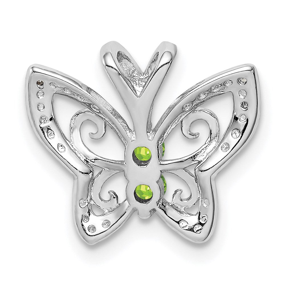 Sterling Silver Rhodium-plated Peridot & Diamond Pendant