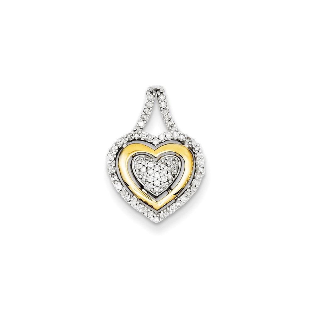 Sterling Silver & 14K Heart Slide Pendant