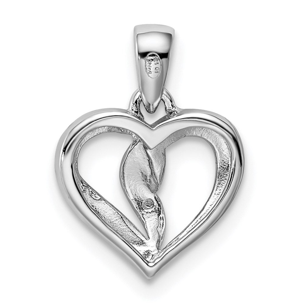 Sterling Silver Rhodium-Plated Diamond Heart Pendant