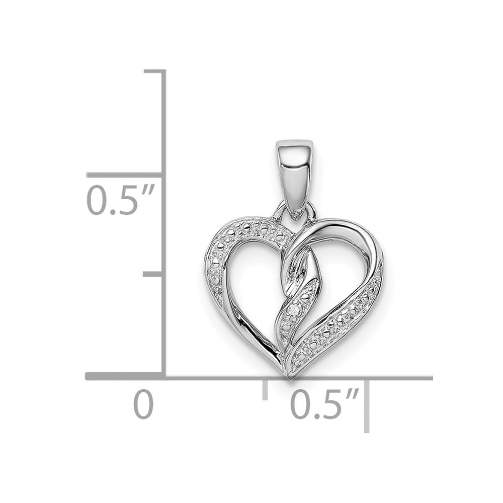 Sterling Silver Rhodium-Plated Diamond Heart Pendant