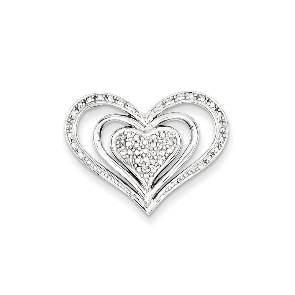 Sterling Silver Rhodium Plated Diamond Triple Heart Pendant