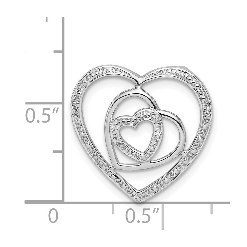 Sterling Silver Rhodium Plated Diamond Triple Heart Pendant