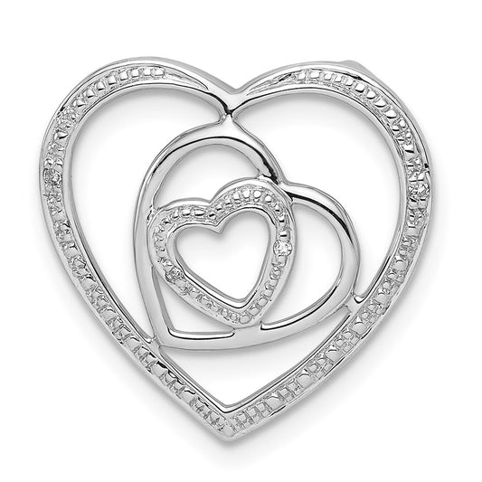 Sterling Silver Rhodium Plated Diamond Triple Heart Pendant