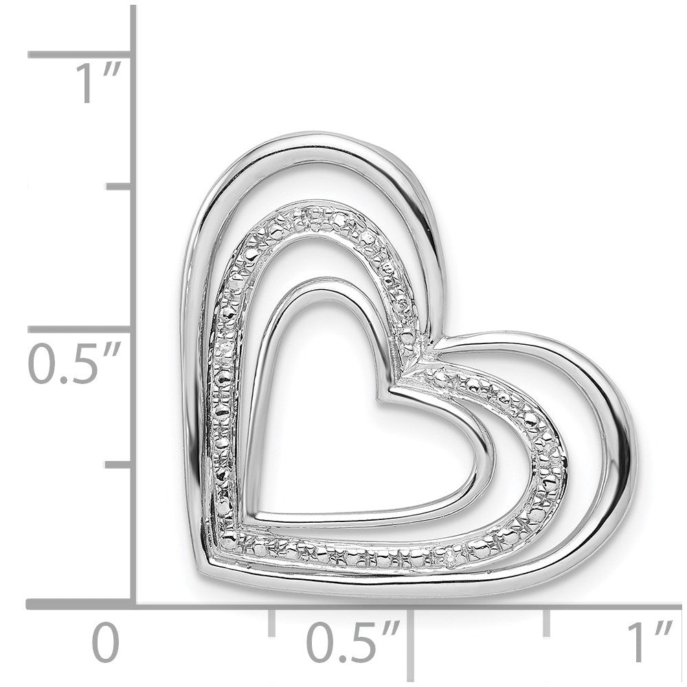 Sterling Silver Rhodium Plated Diamond Triple Heart Pendant