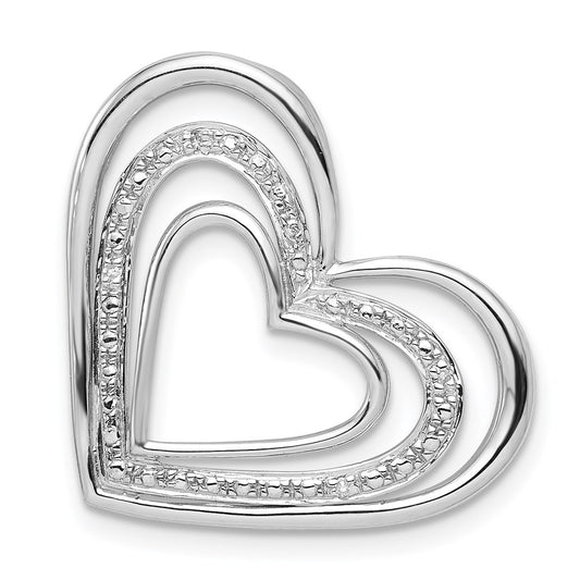 Sterling Silver Rhodium Plated Diamond Triple Heart Pendant