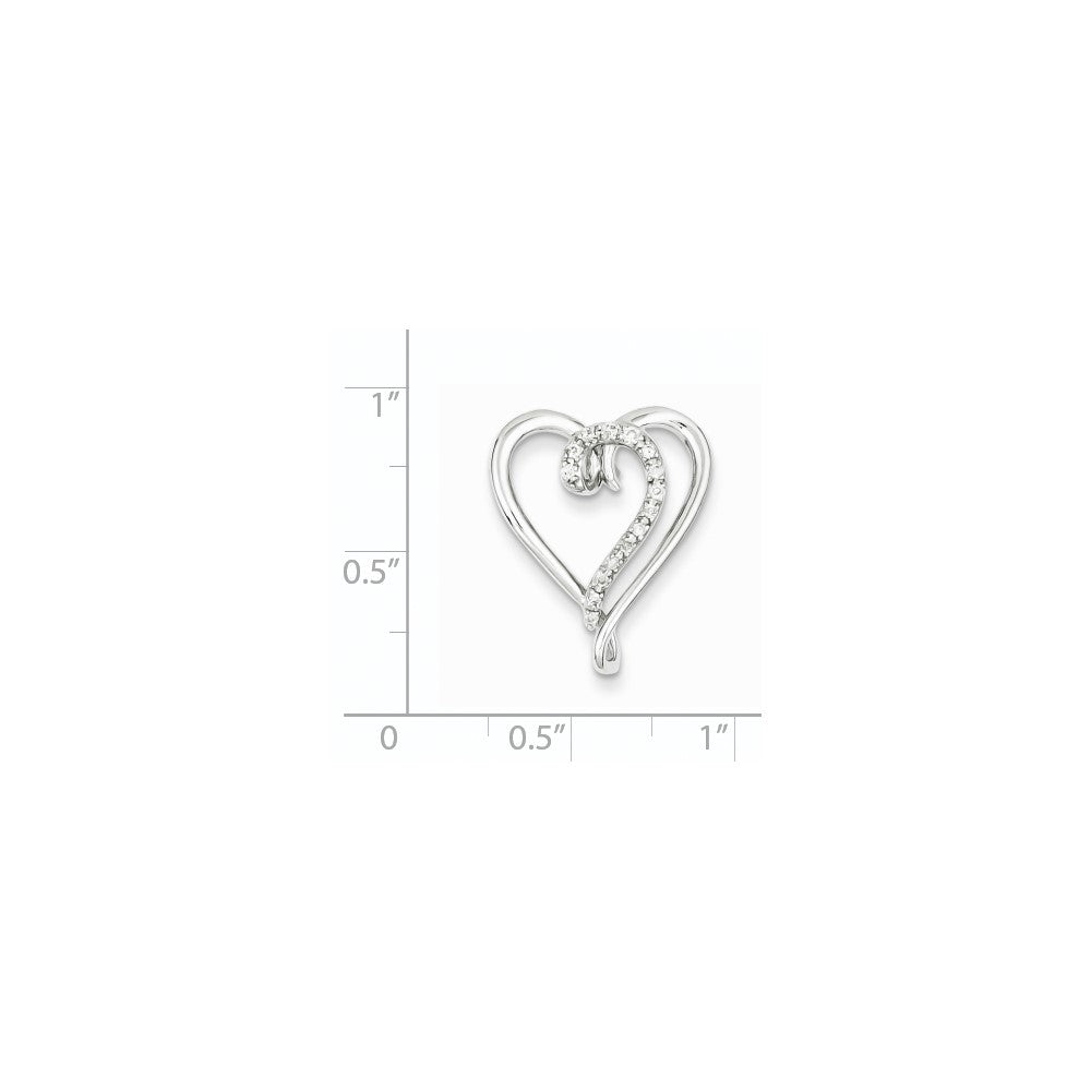 Sterling Silver & Diamond Heart Pendant Slide