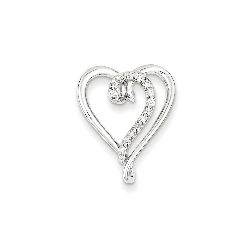 Sterling Silver & Diamond Heart Pendant Slide