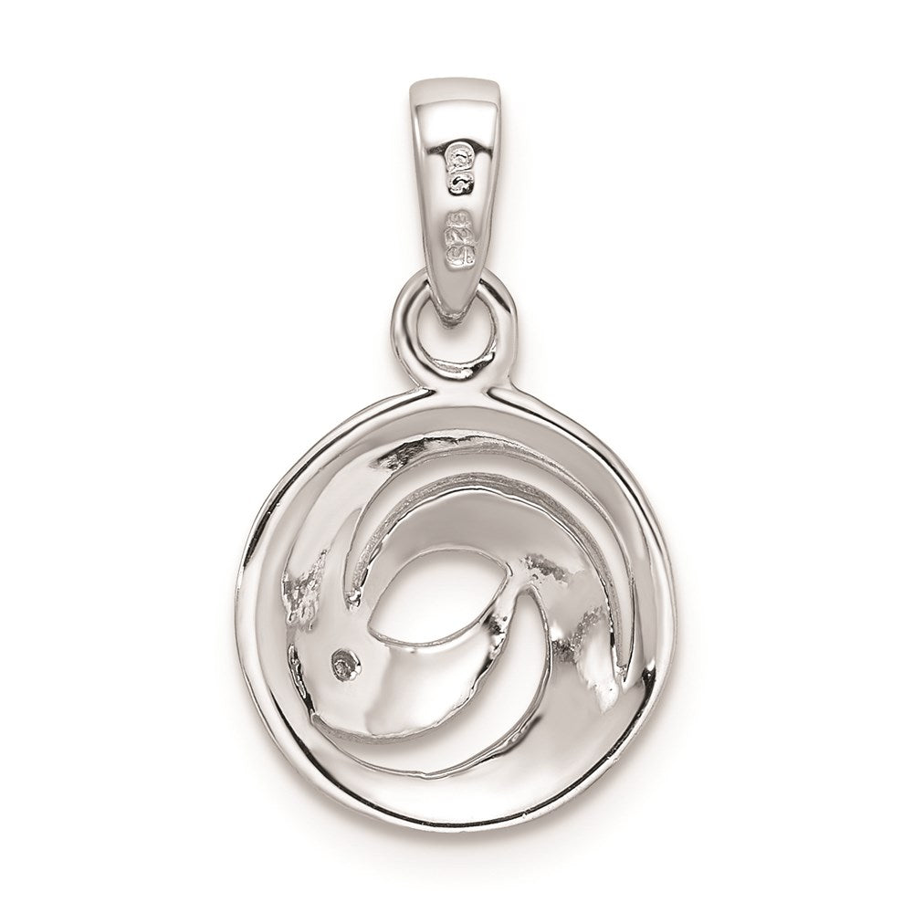 Sterling Silver Rhodium Plated Diamond Swirl Pendant