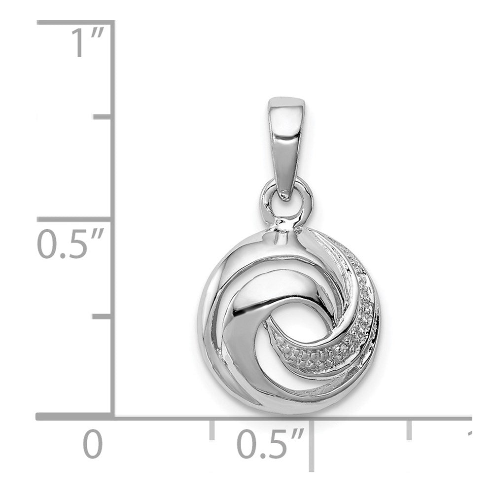 Sterling Silver Rhodium Plated Diamond Swirl Pendant