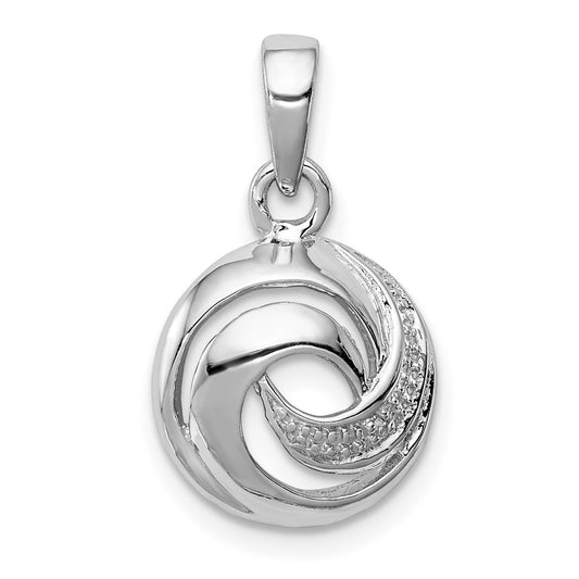 Sterling Silver Rhodium Plated Diamond Swirl Pendant