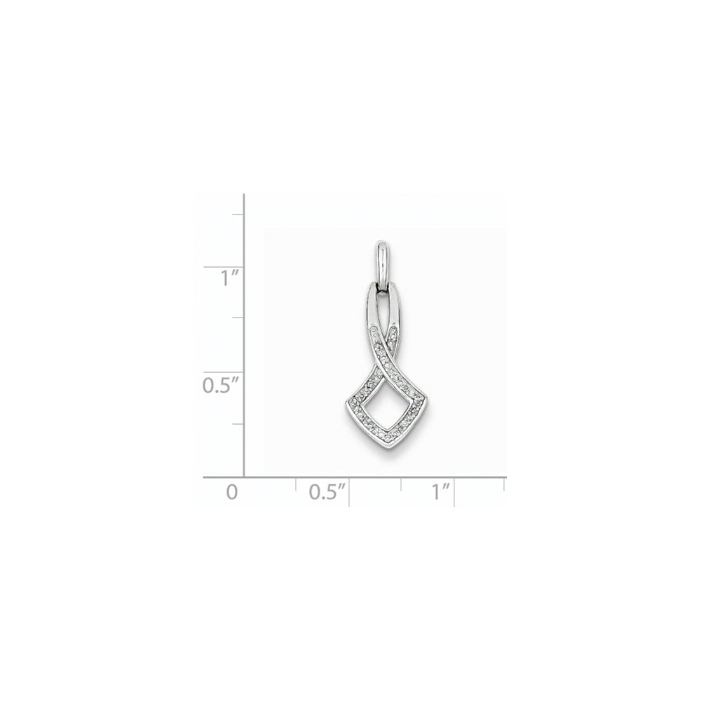 Sterling Silver Rhodium Plated Diamond Pendant Slide