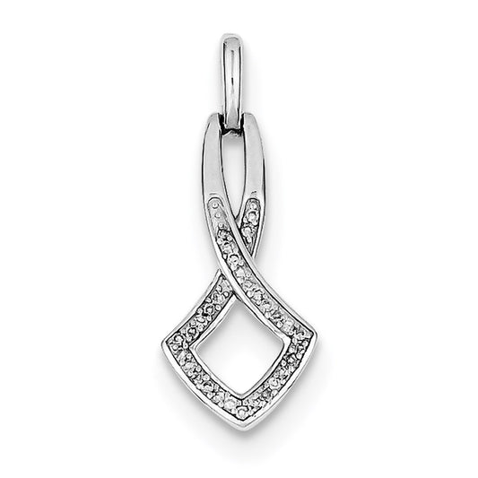 Sterling Silver Rhodium Plated Diamond Pendant Slide