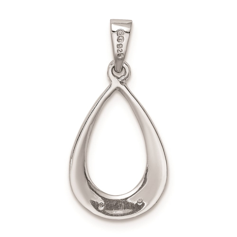 Sterling Silver Rhodium Plated Diamond Teardrop Pendant