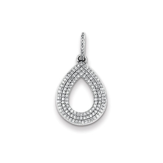 Sterling Silver Diamond Teardrop Pendant