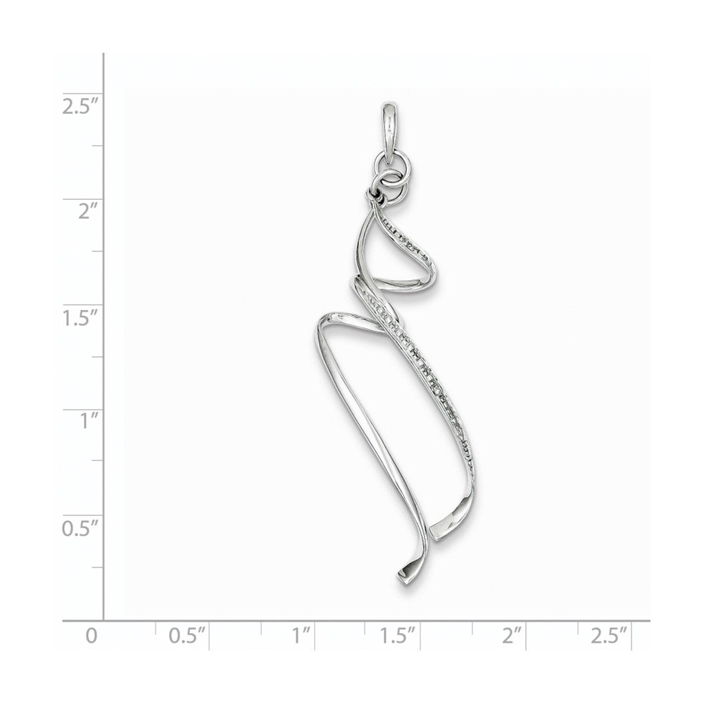 Sterling Silver Rhodium Plated Diamond Swirl Pendant