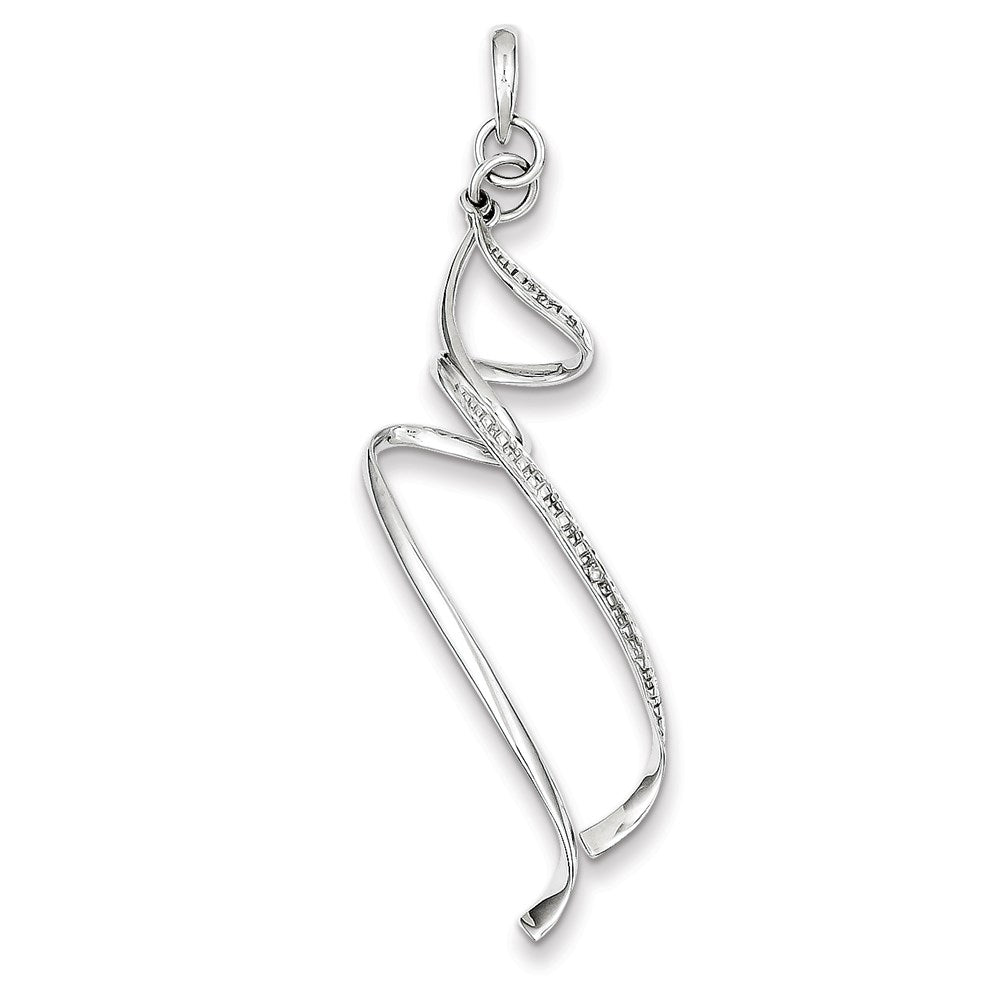 Sterling Silver Rhodium Plated Diamond Swirl Pendant