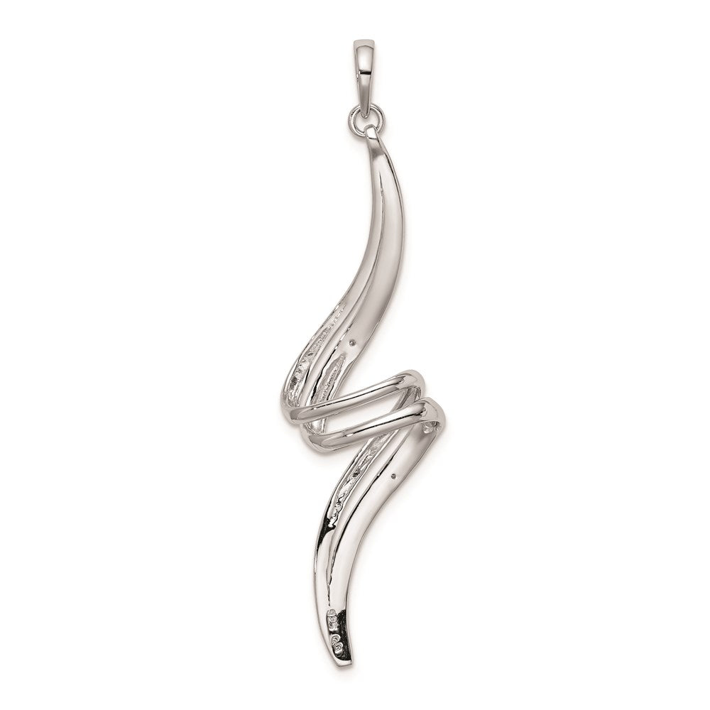 Sterling Silver Rhodium Plated Diamond Swirl Pendant