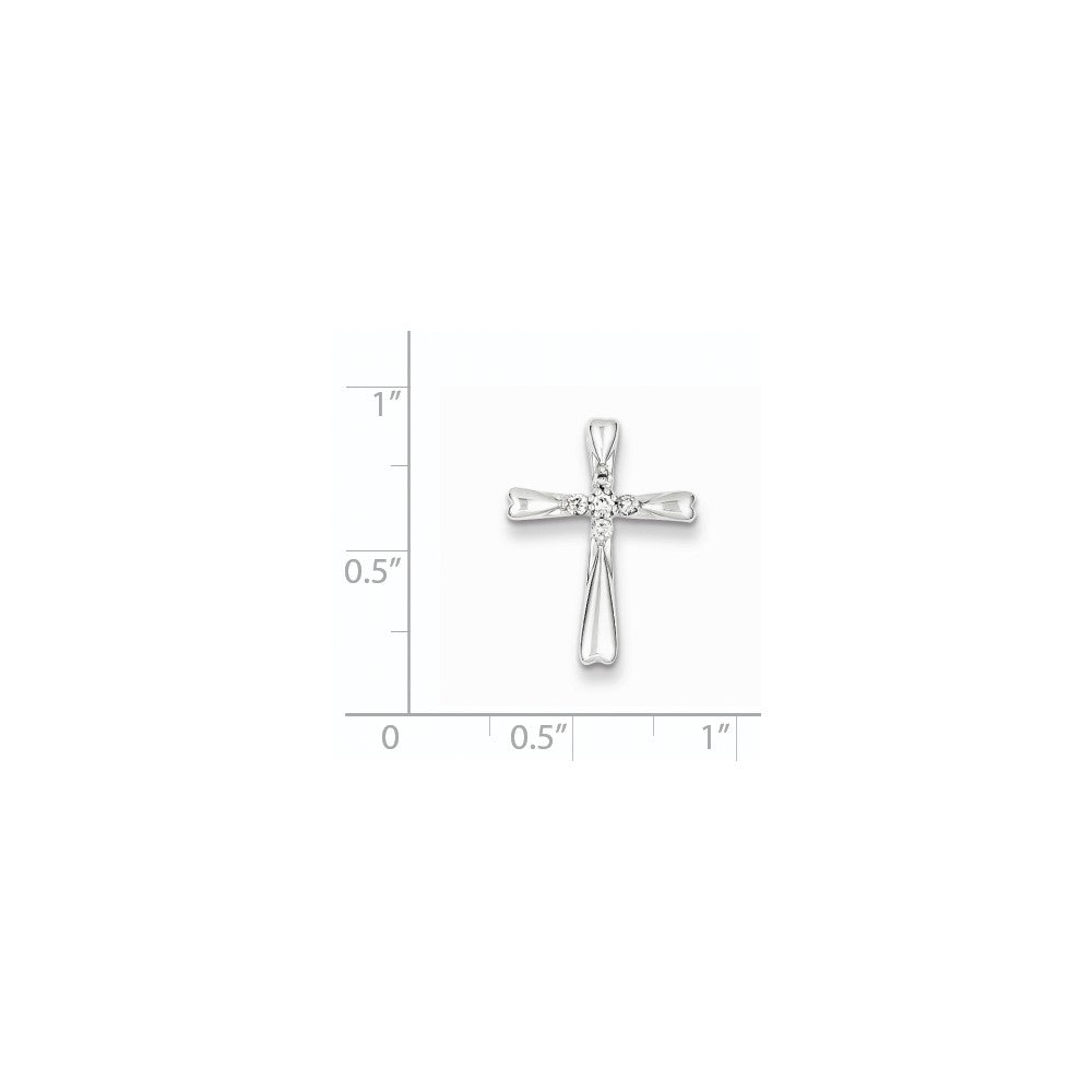 Sterling Silver & Diamond Rhodium-plated Cross Pendant Slide